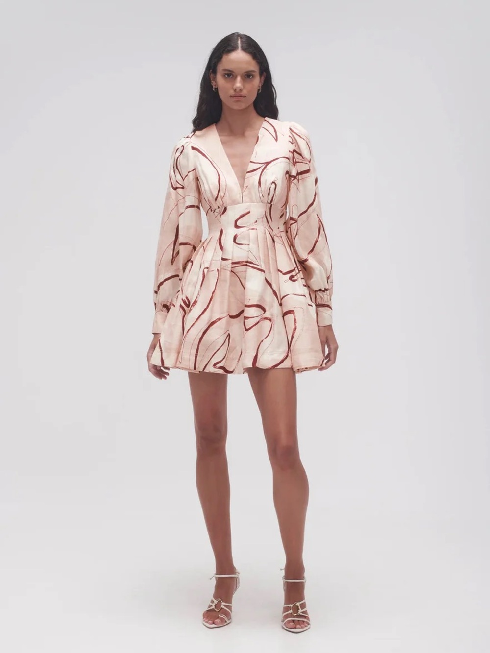 Aje Amelia plunge mini dress pink print size AU 12 US 8